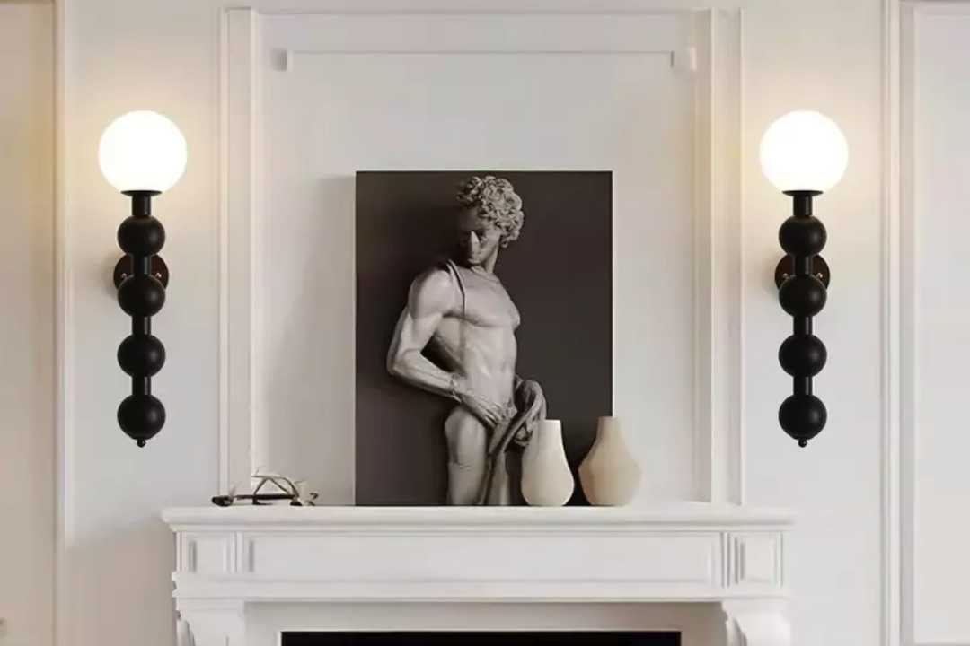 Rustieke Franse Houten Kalebas Bal Wandlamp